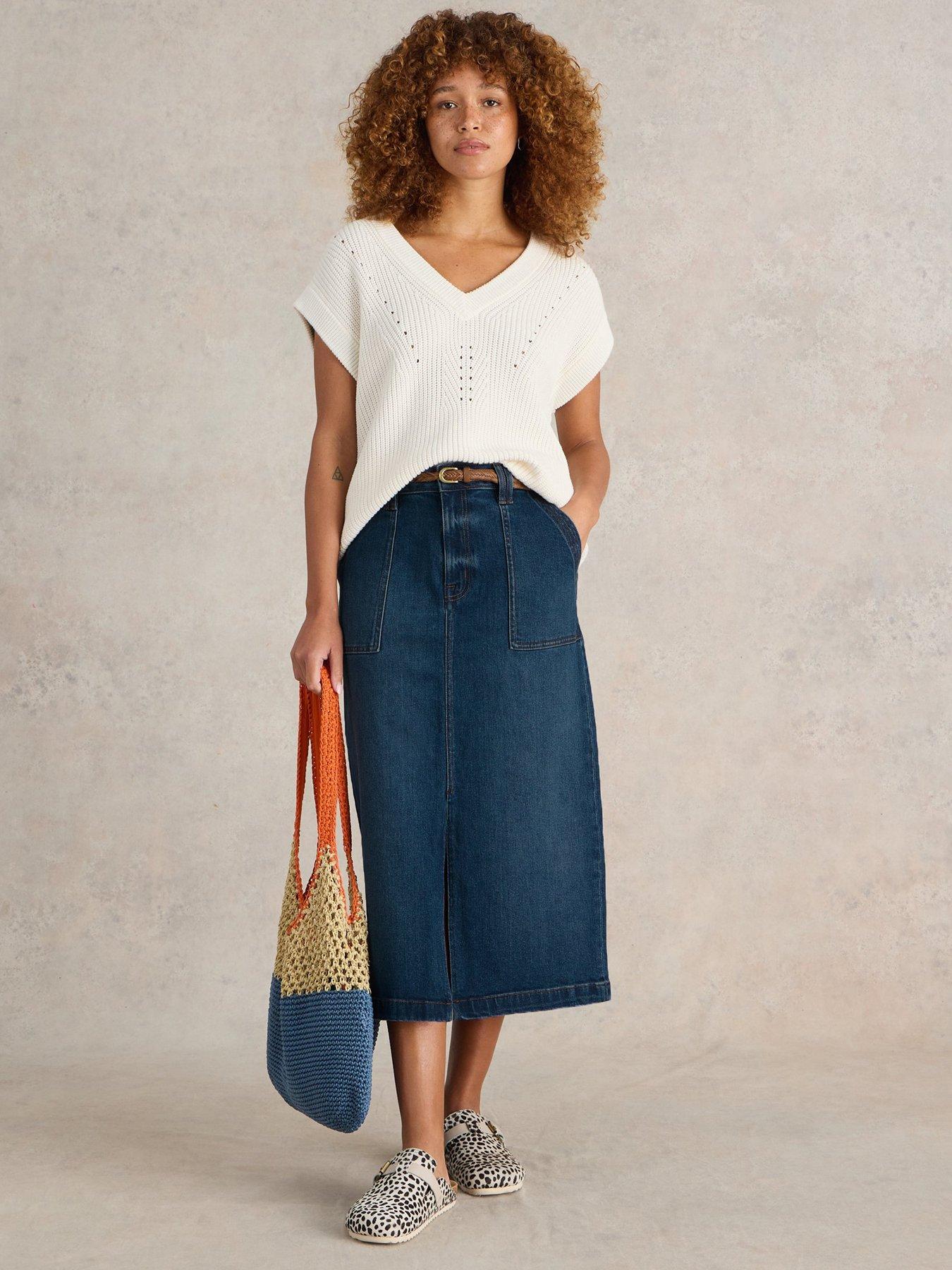 undefined Maren Denim Midi Skirt - Blue
