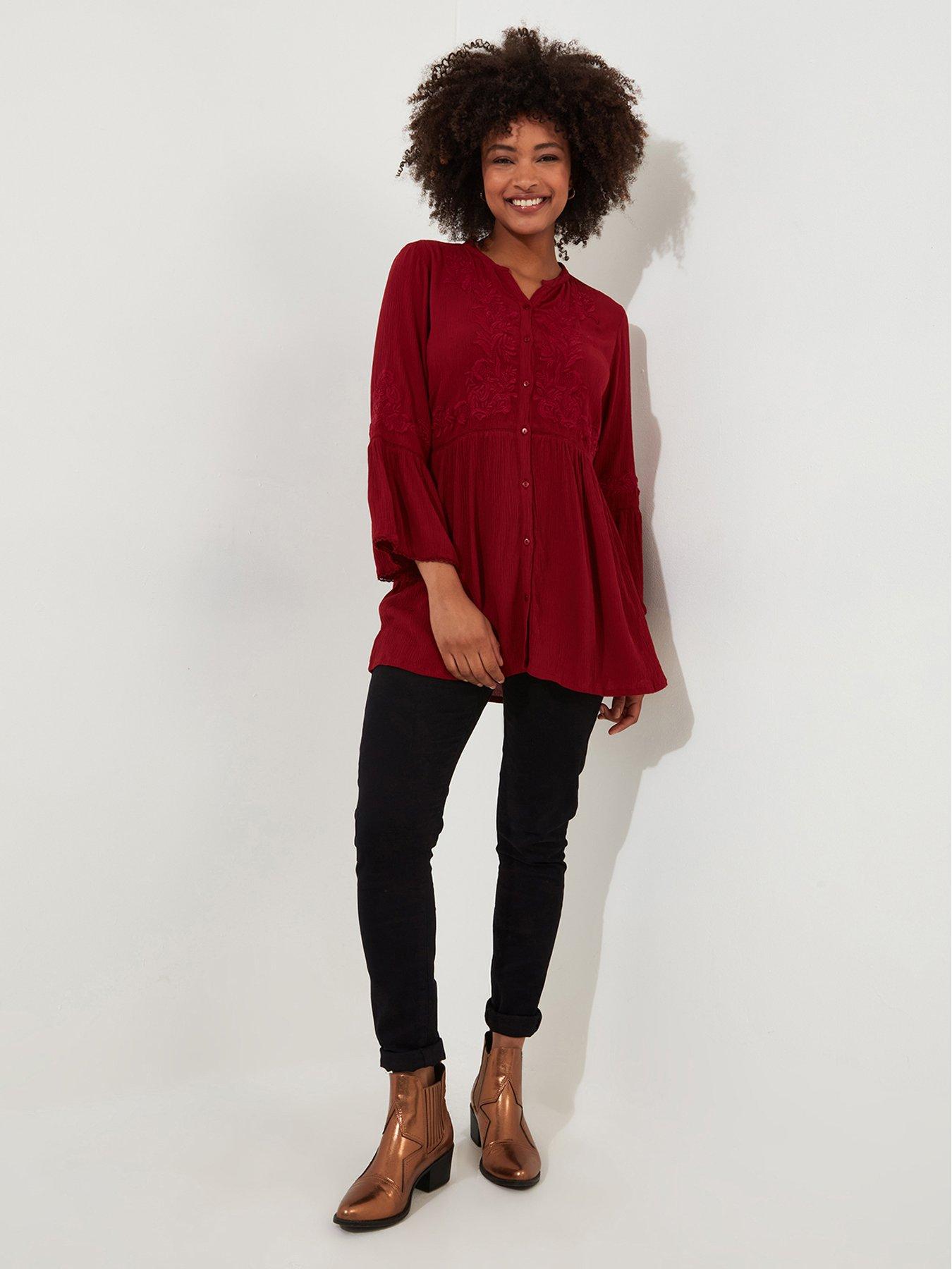  image of joe-browns-truly-remarkable-embroidered-blouse--red