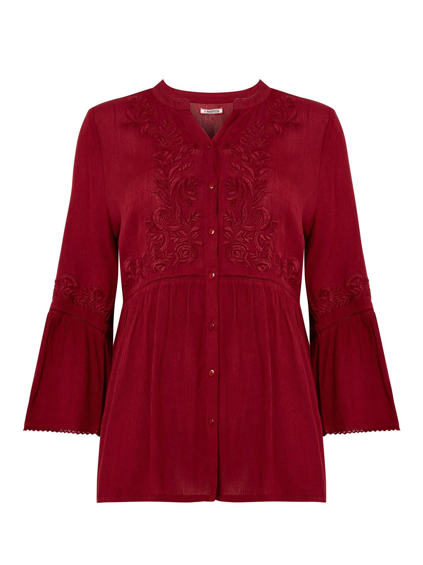 image of joe-browns-truly-remarkable-embroidered-blouse--red