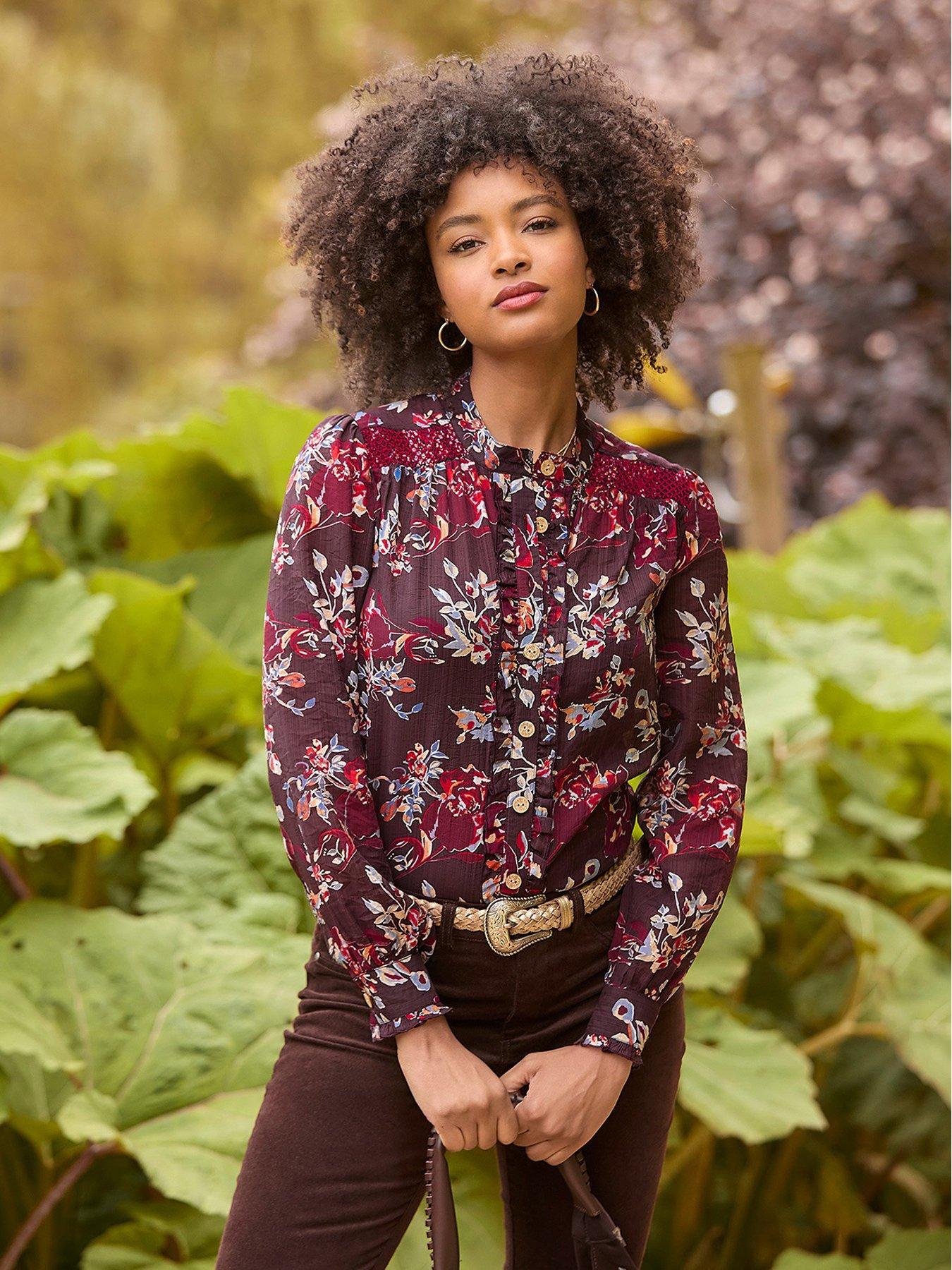  image of joe-browns-floral-blouse-and-cami--purple