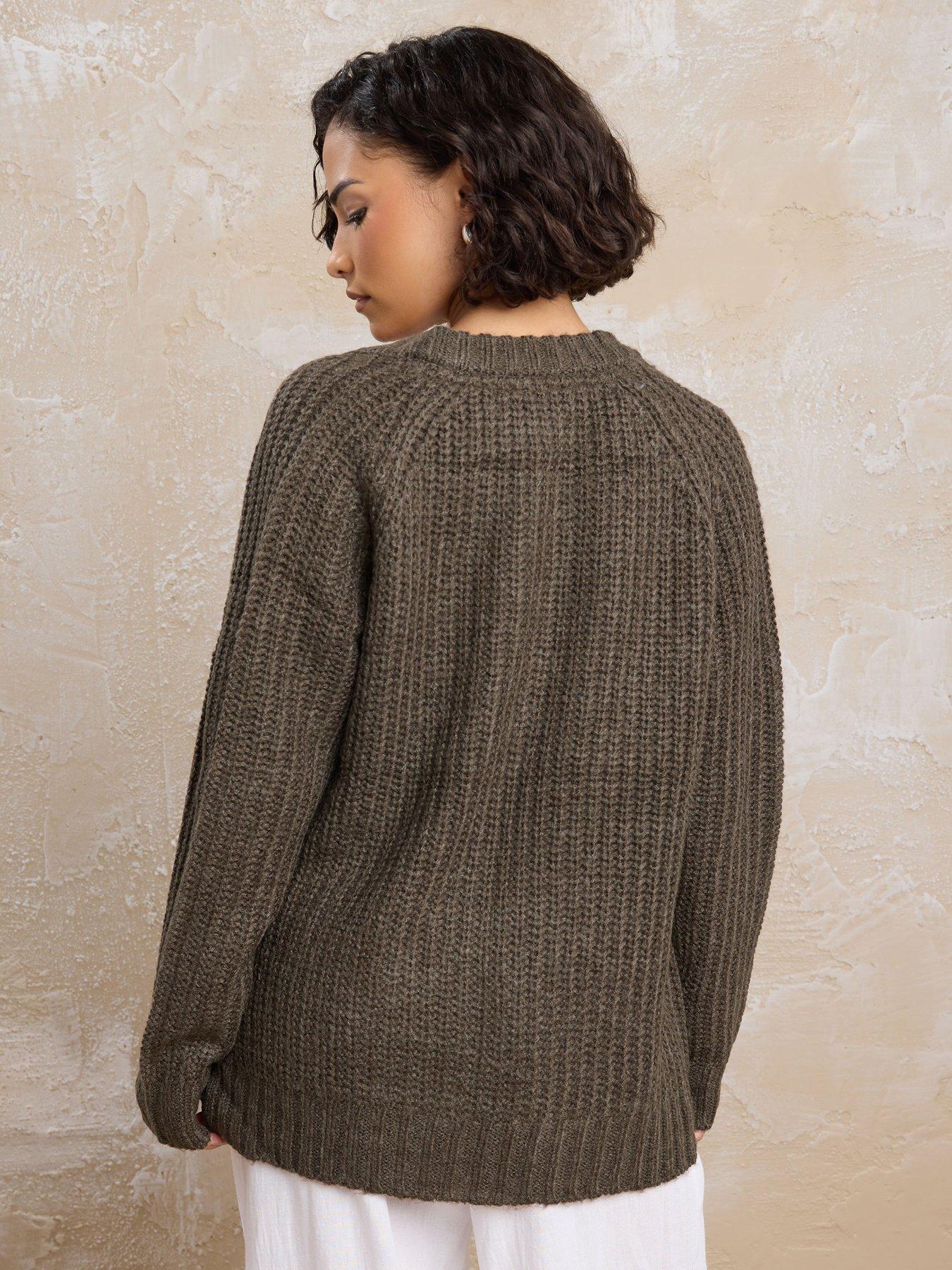  image of pixiegirl-petite-knitted-bomber-brown