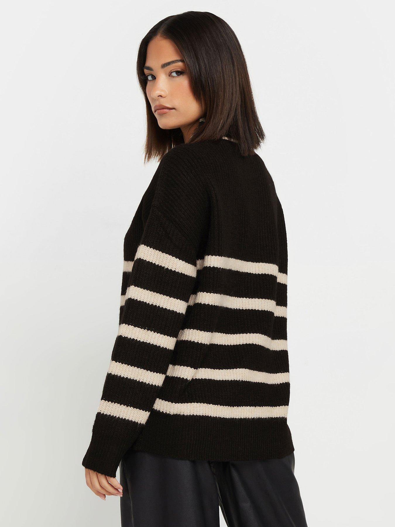  image of pixiegirl-petite-stripe-jumper-black