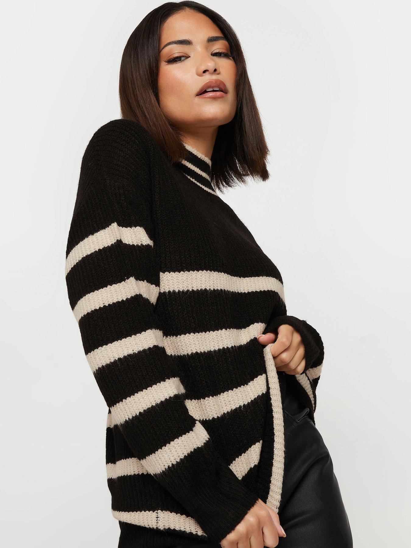  image of pixiegirl-petite-stripe-jumper-black