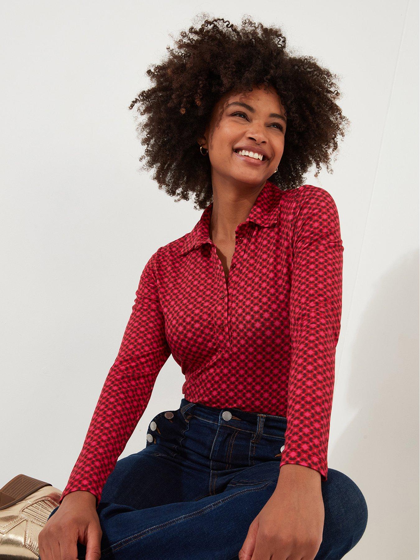 undefined Lola Geo Jersey Print Top -pink
