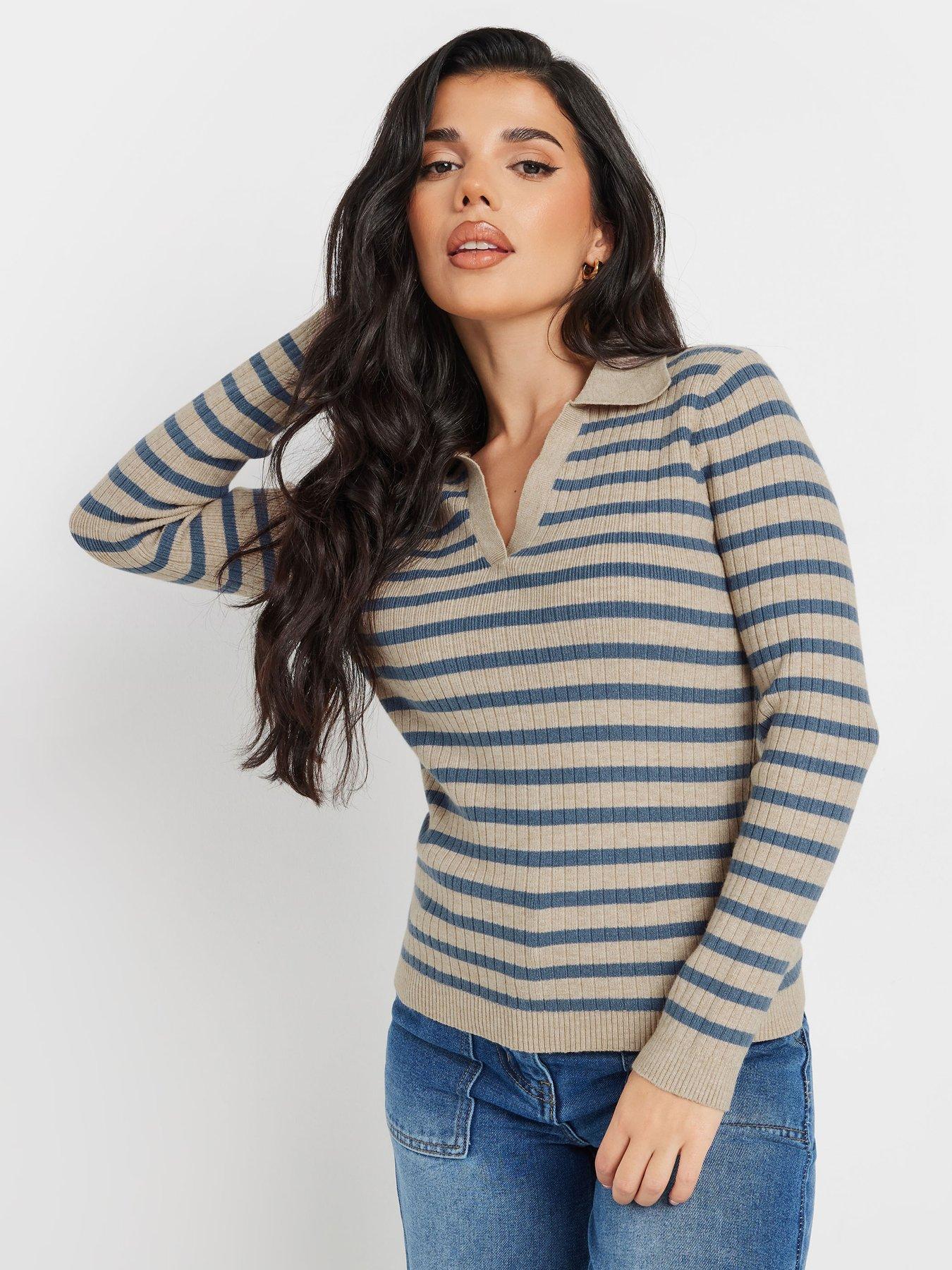  image of pixiegirl-petite-collar-stripe-jumper-multi