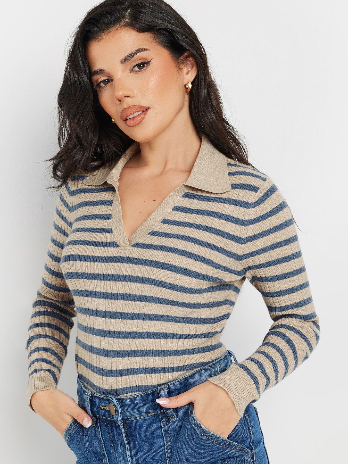  image of pixiegirl-petite-collar-stripe-jumper-multi