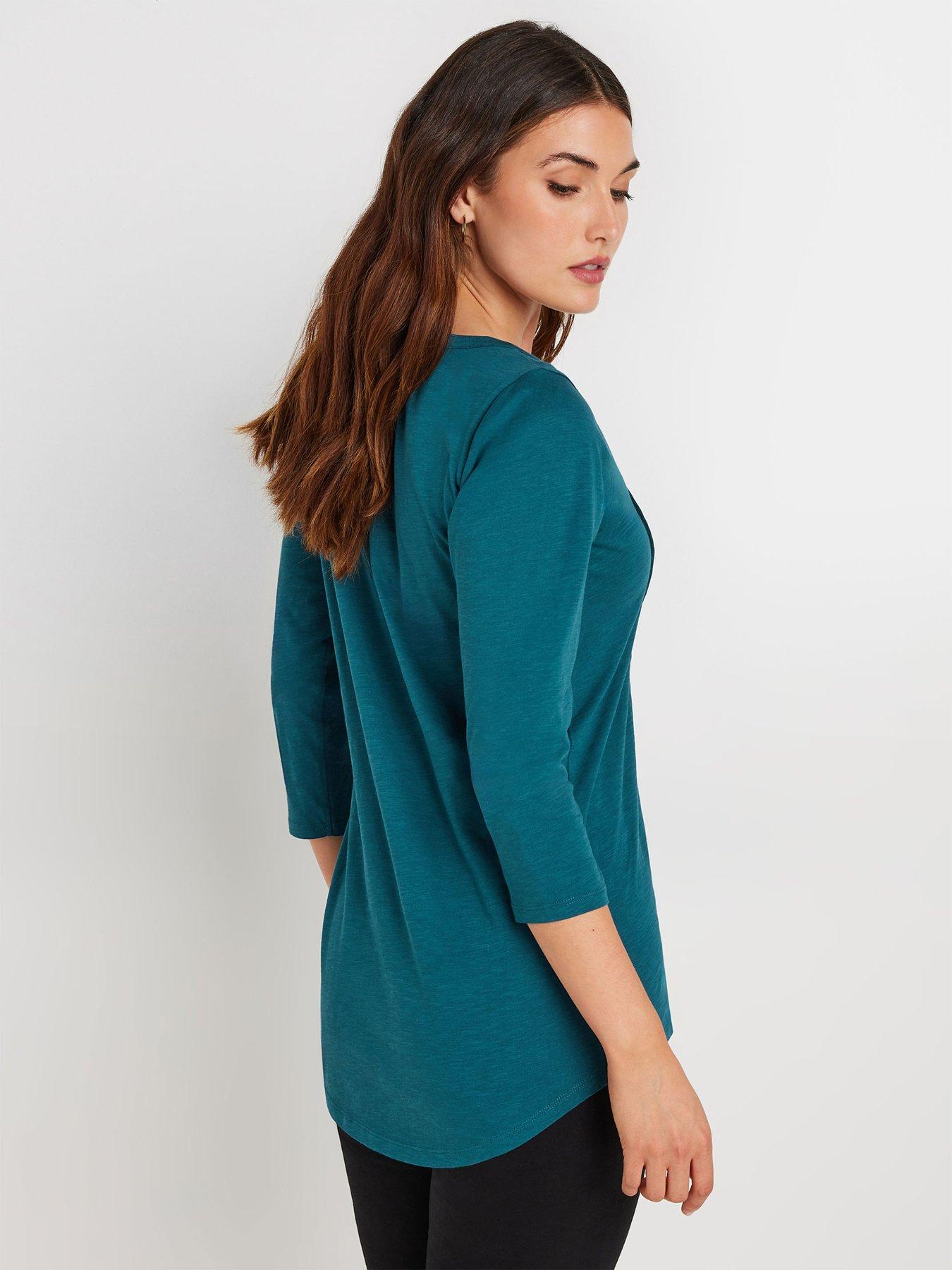  image of long-tall-sally-2-pack-34-sleeve-pintuck-top-multi-grey