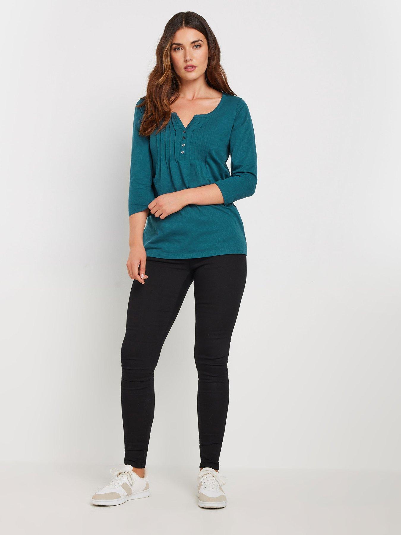  image of long-tall-sally-2-pack-34-sleeve-pintuck-top-multi-grey