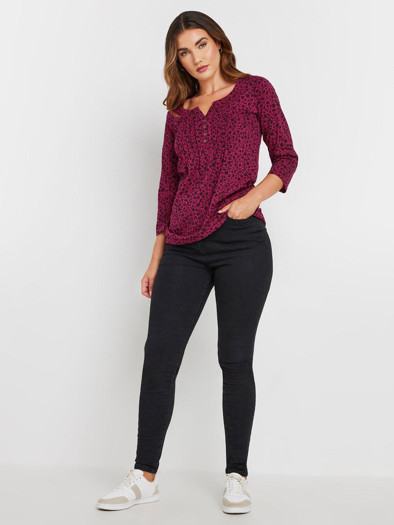  image of long-tall-sally-2-pack-34-sleeve-pintuck-top-multi