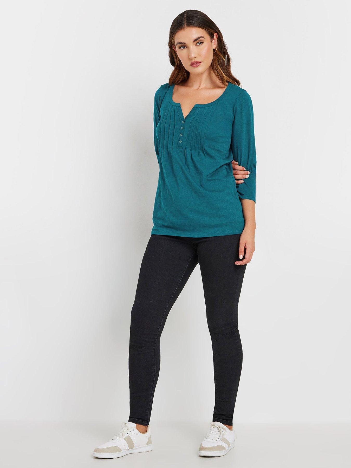  image of long-tall-sally-2-pack-34-sleeve-pintuck-top-multi