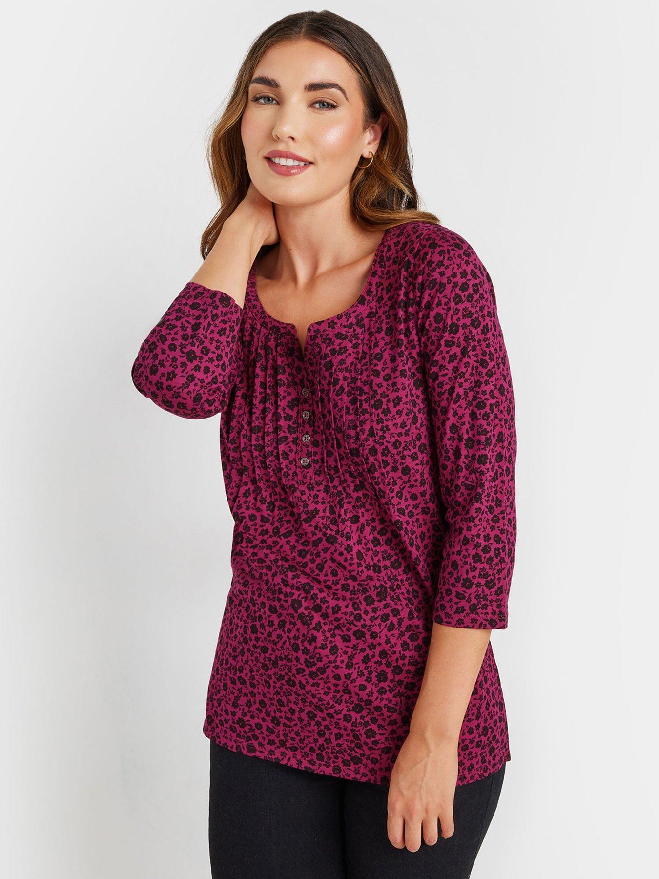  image of long-tall-sally-2-pack-34-sleeve-pintuck-top-multi