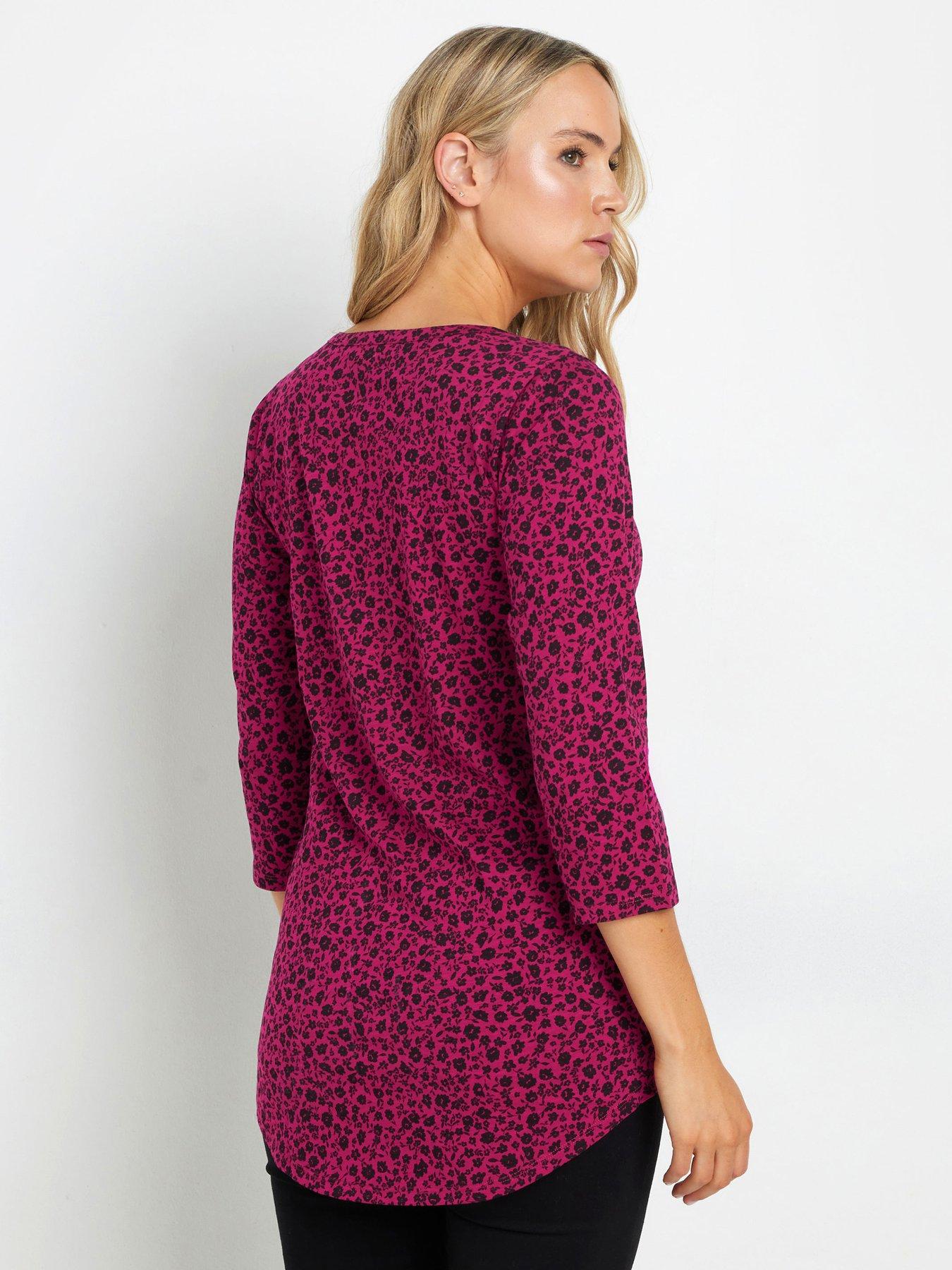  image of long-tall-sally-34-sleeve-pintuck-top-red