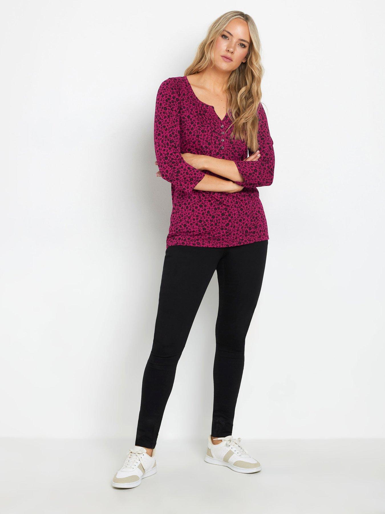  image of long-tall-sally-34-sleeve-pintuck-top-red