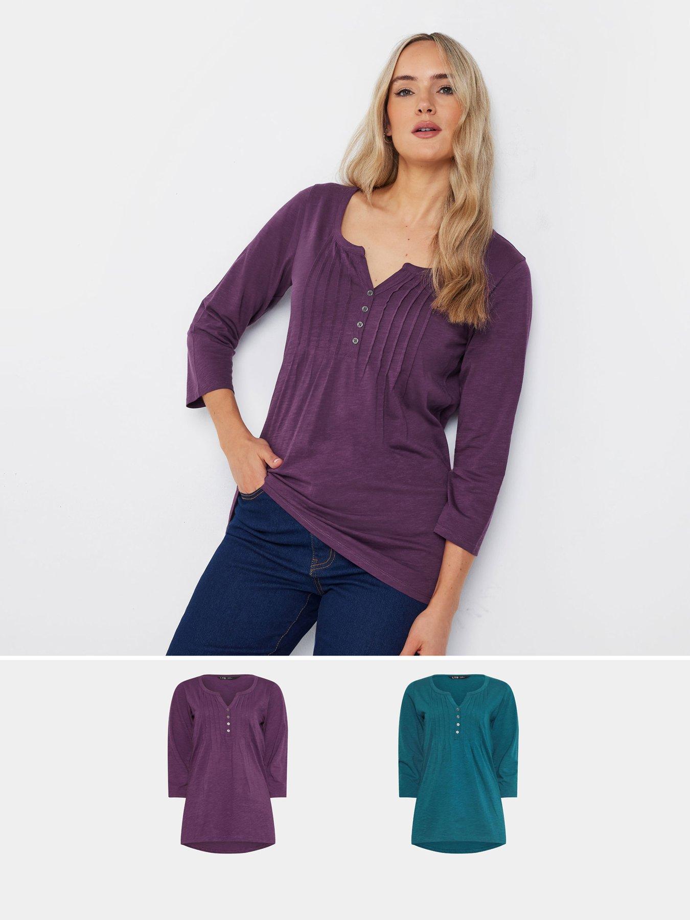 long-tall-sally-2-pack-34-sleeve-pintuck-top-multi