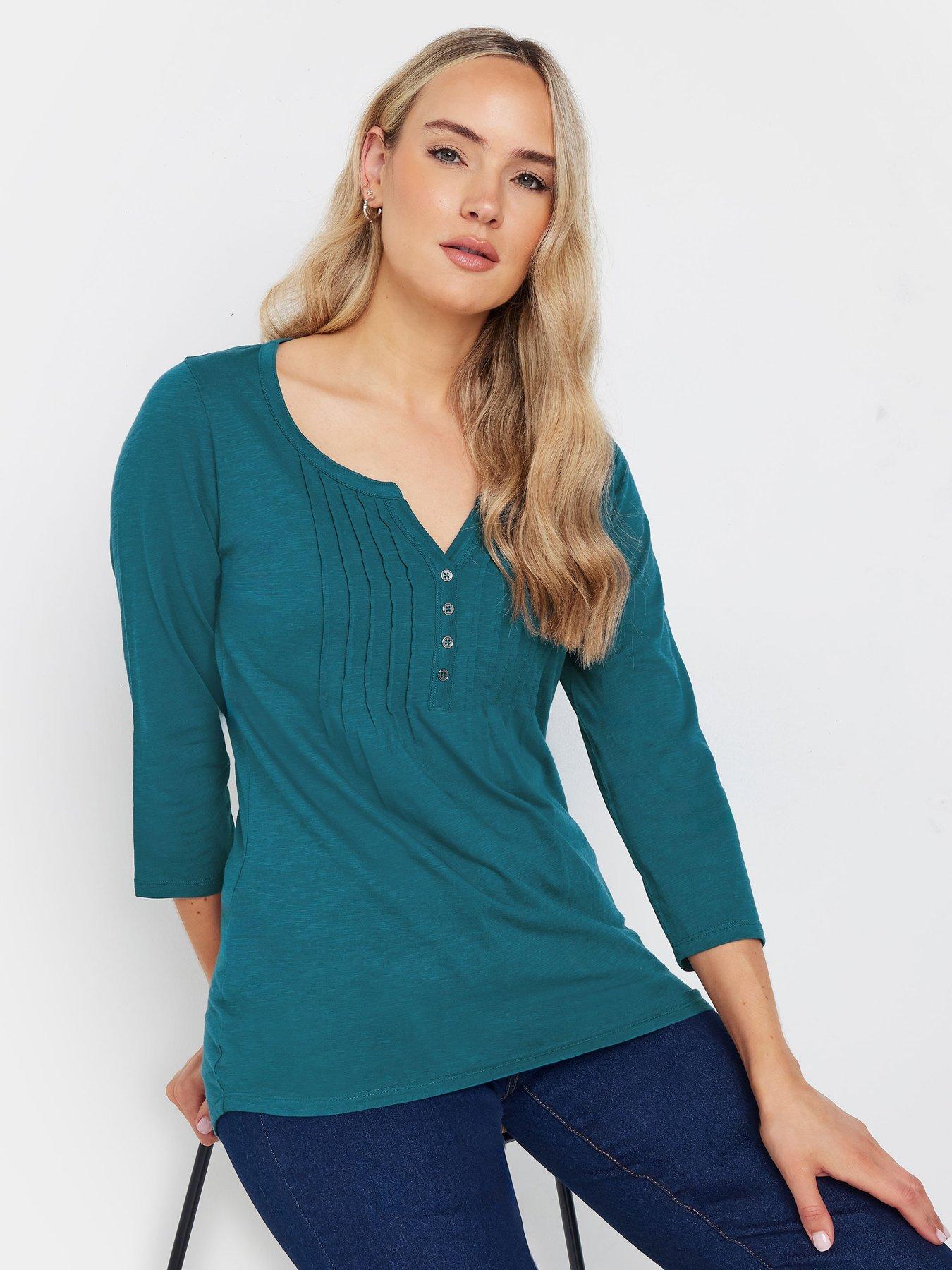  image of long-tall-sally-2-pack-34-sleeve-pintuck-top-multi