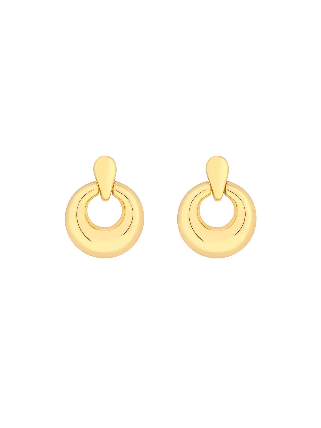  image of jon-richard-gold-plated-polished-door-knocker-earrings