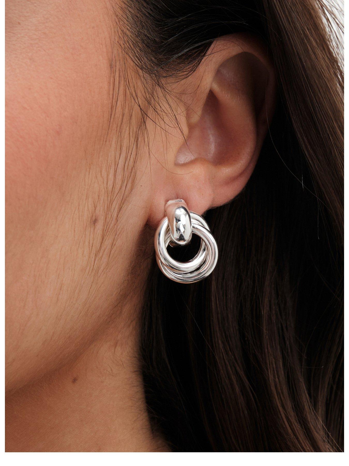 undefined Silver Plated Polished Door Knocker Earrings