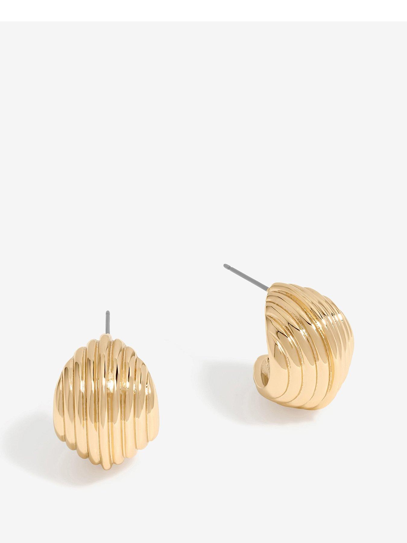 undefined Gold Plated Ridged Hoop Earrings