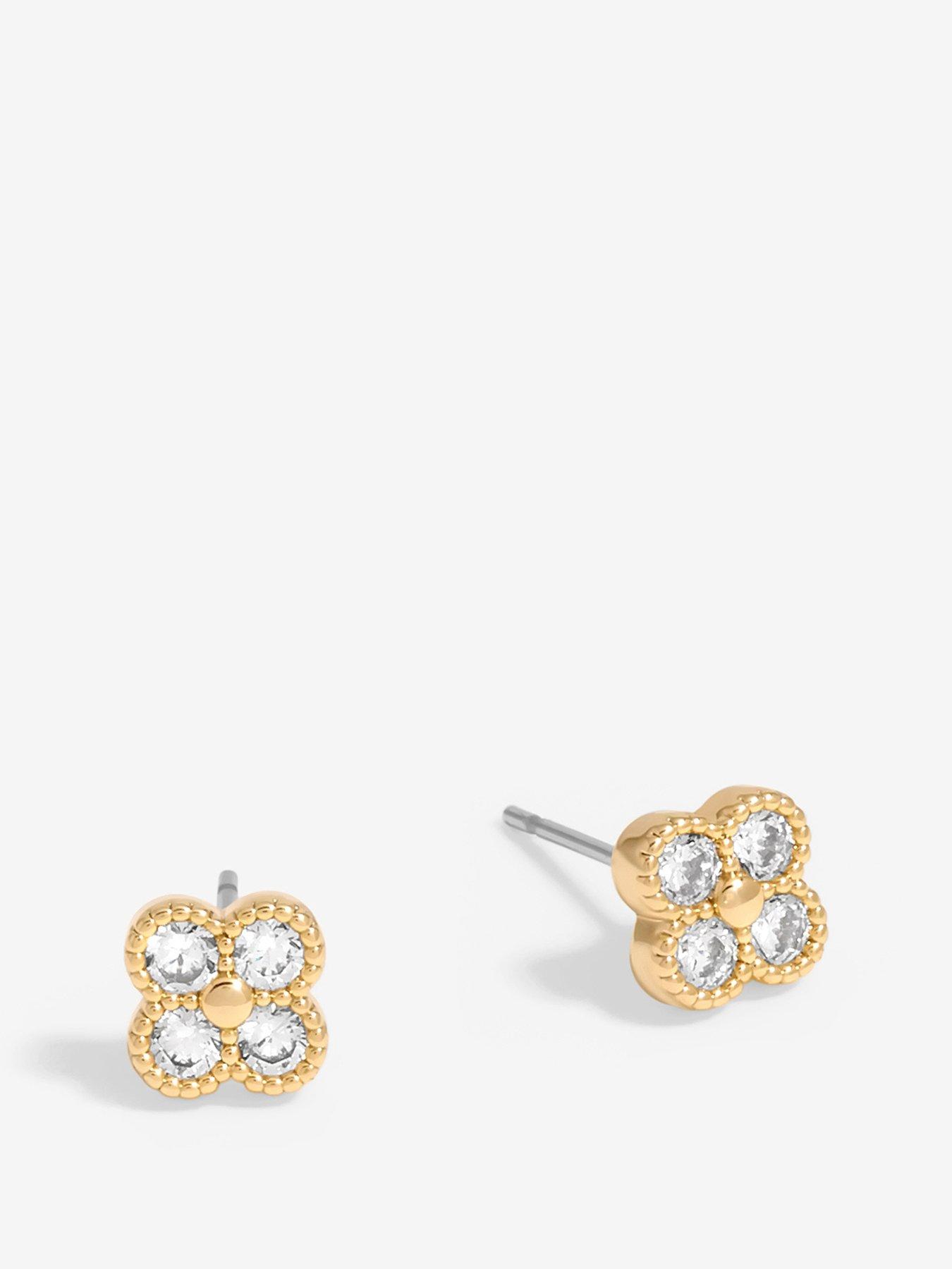 undefined Gold Plated And Crystal Floral Mini Stud Earrings