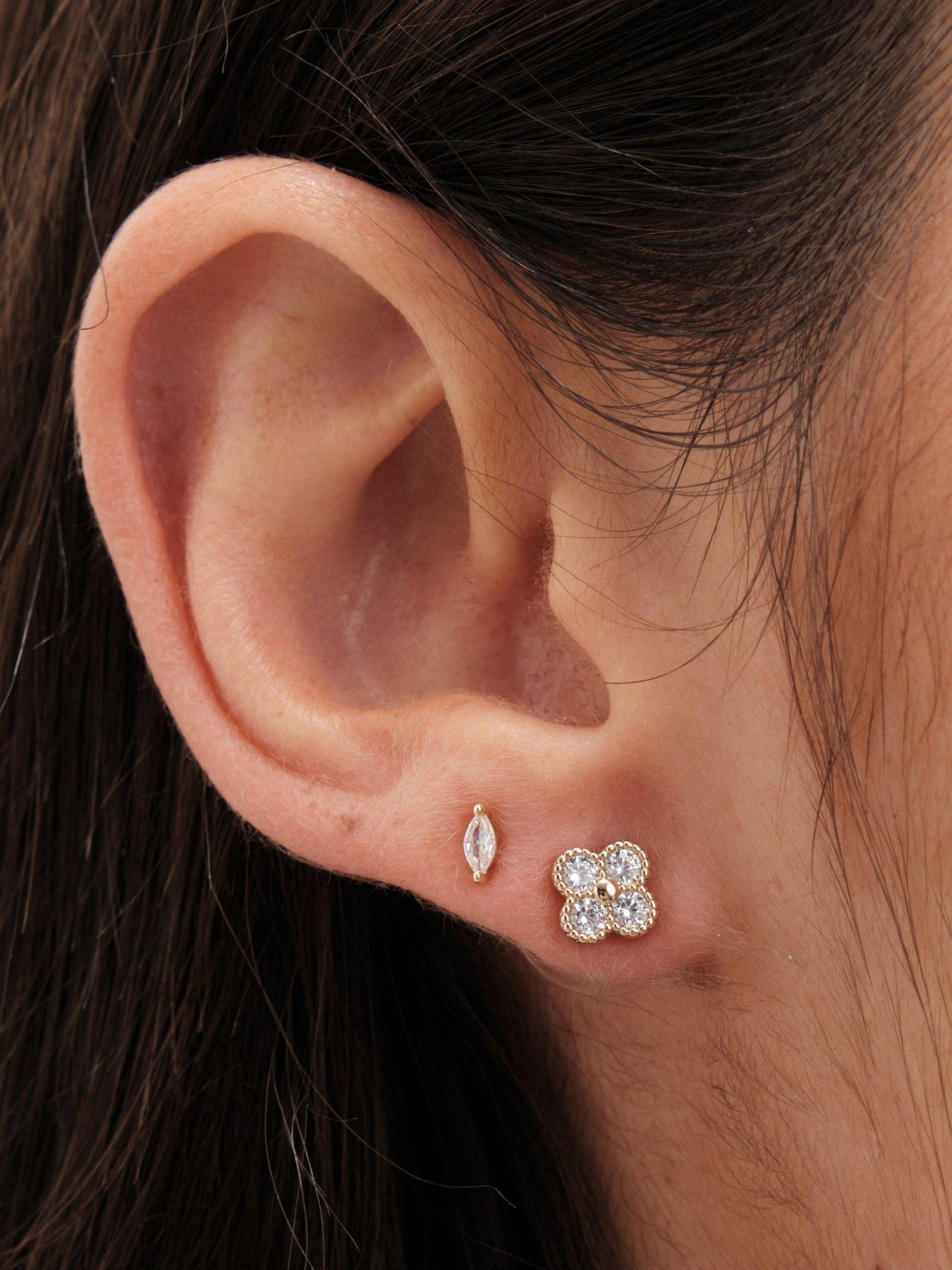 Image 2 of 3 of Jon Richard Gold Plated And Crystal Floral Mini Stud Earrings