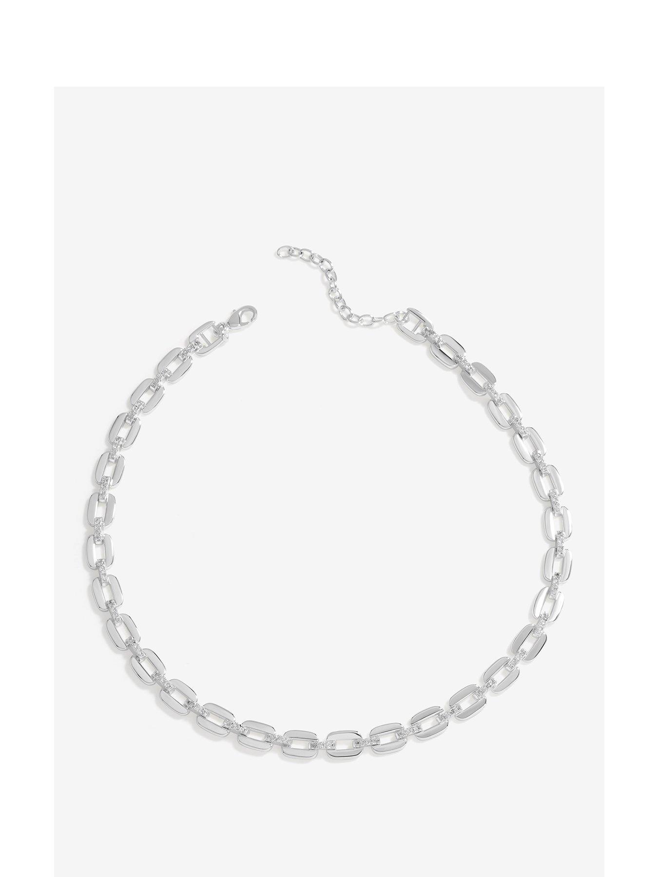  image of jon-richard-inicio-silver-plated-cubic-zirconia-chain-necklace-gift-pouch