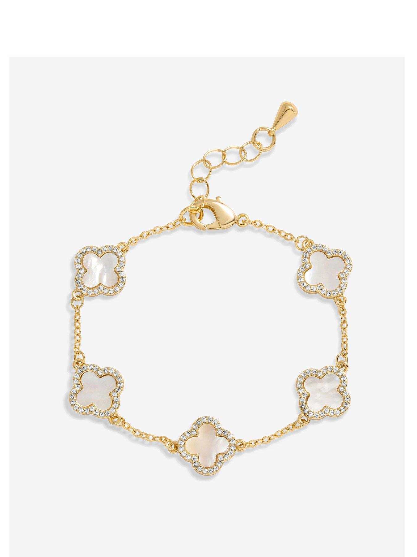  image of jon-richard-gold-plated-mother-of-pearl-clover-bracelet