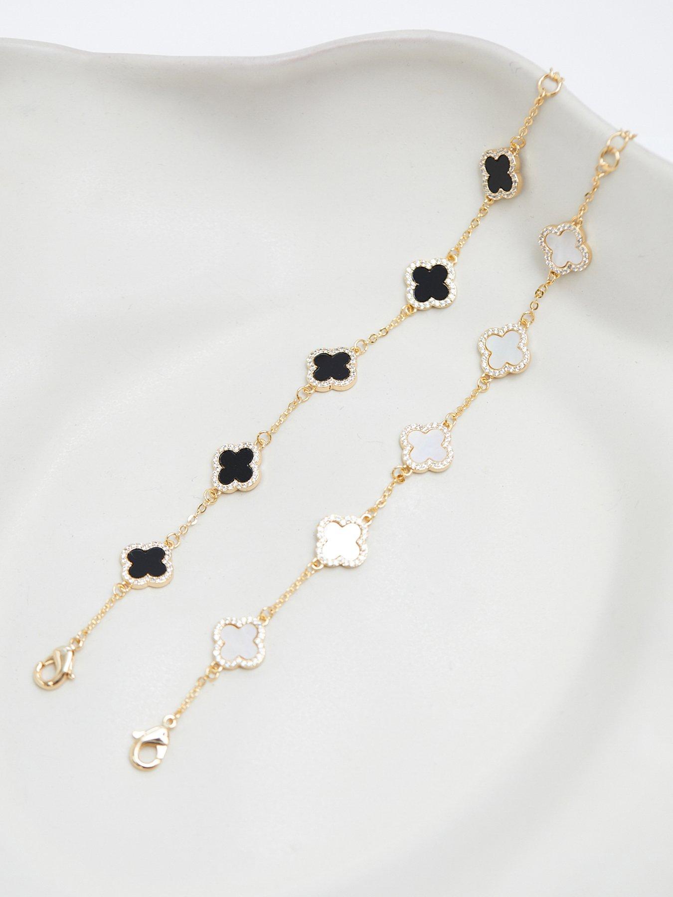  image of jon-richard-gold-plated-mother-of-pearl-clover-bracelet