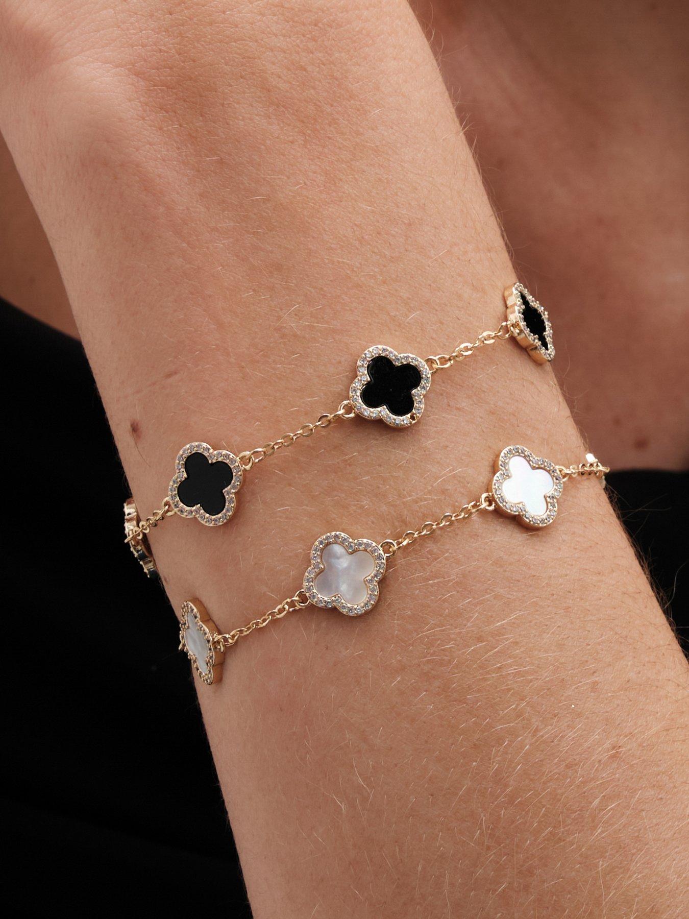  image of jon-richard-gold-plated-mother-of-pearl-clover-bracelet