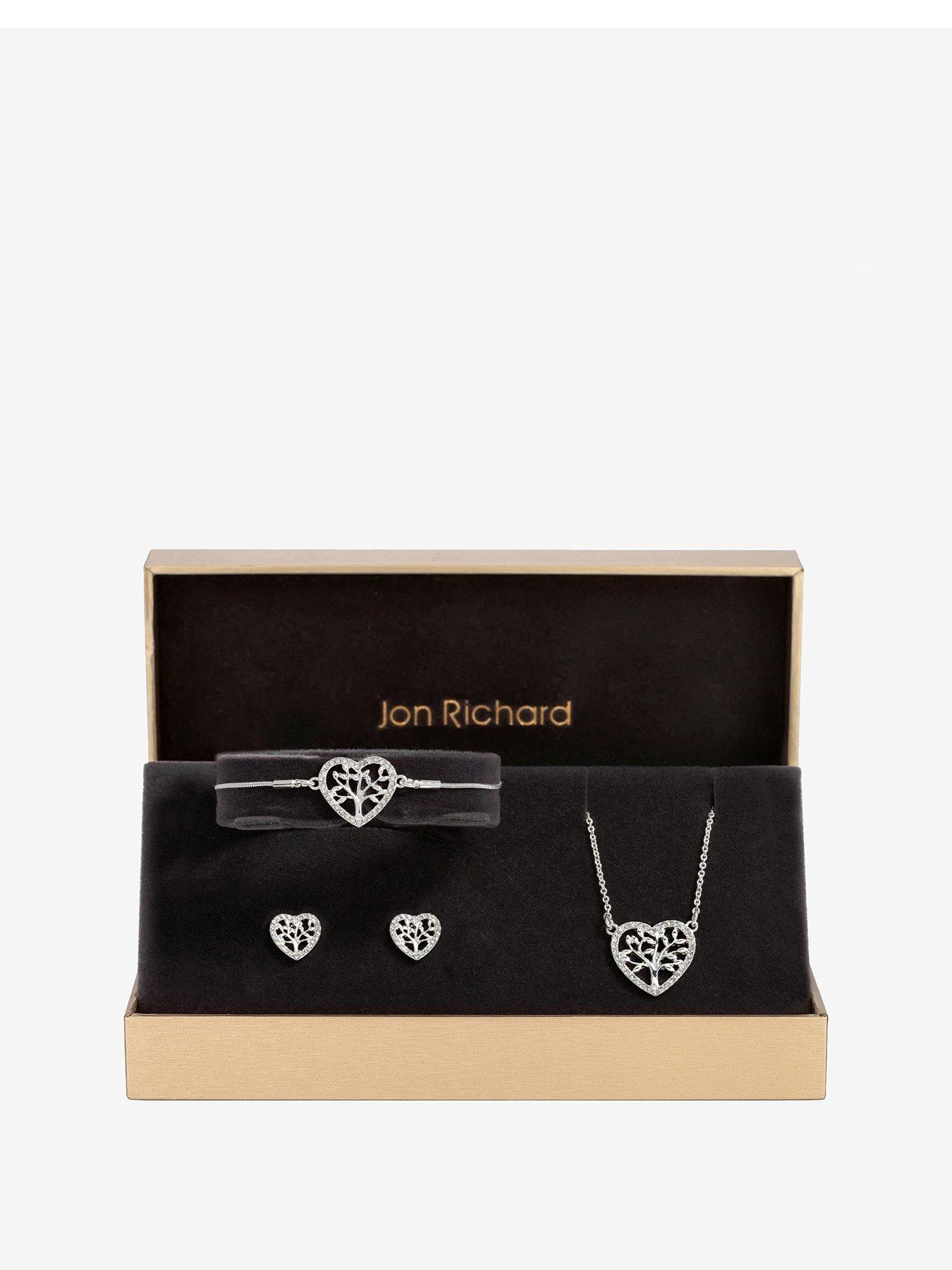 undefined Silver Plated And Crystal Heart Tree Of Love Set - Gift Box