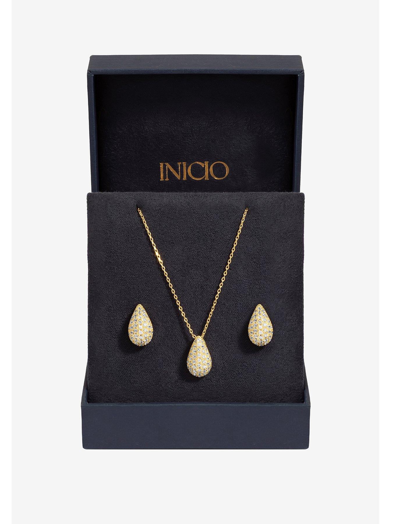 Image 1 of 5 of Inicio Gold Plated Cubic Zirconia Teardrop Set  - Gift Box