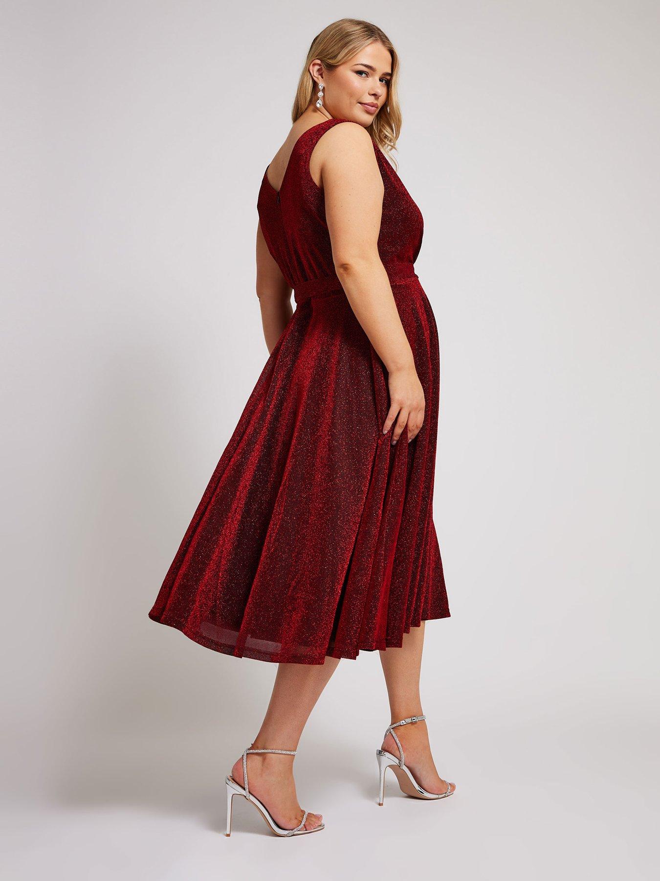 Yours Curve Metallic Wrap Skater Dress littlewoods