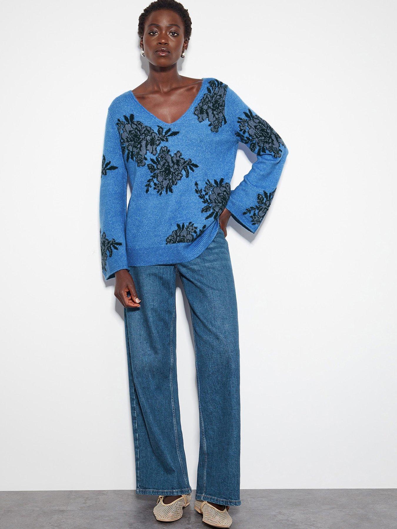 Monsoon Jess Jacquard Jumper Blue littlewoods