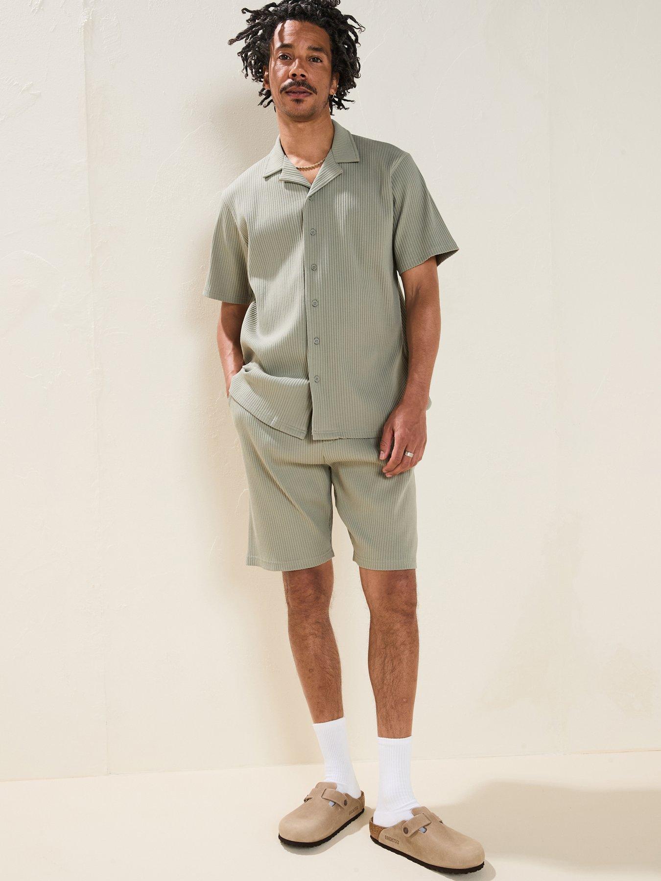 front image of very-man-jersey-rib-shorts-sage