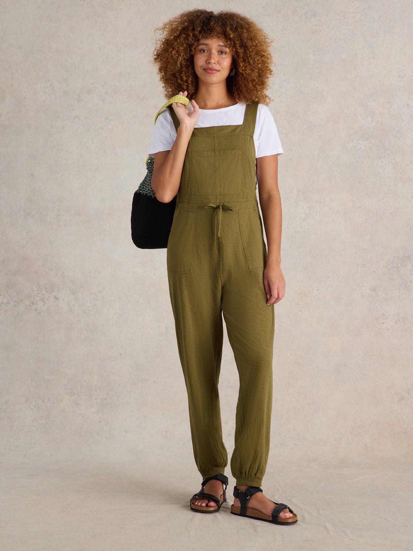  image of white-stuff-daphne-jersey-dungarees-green