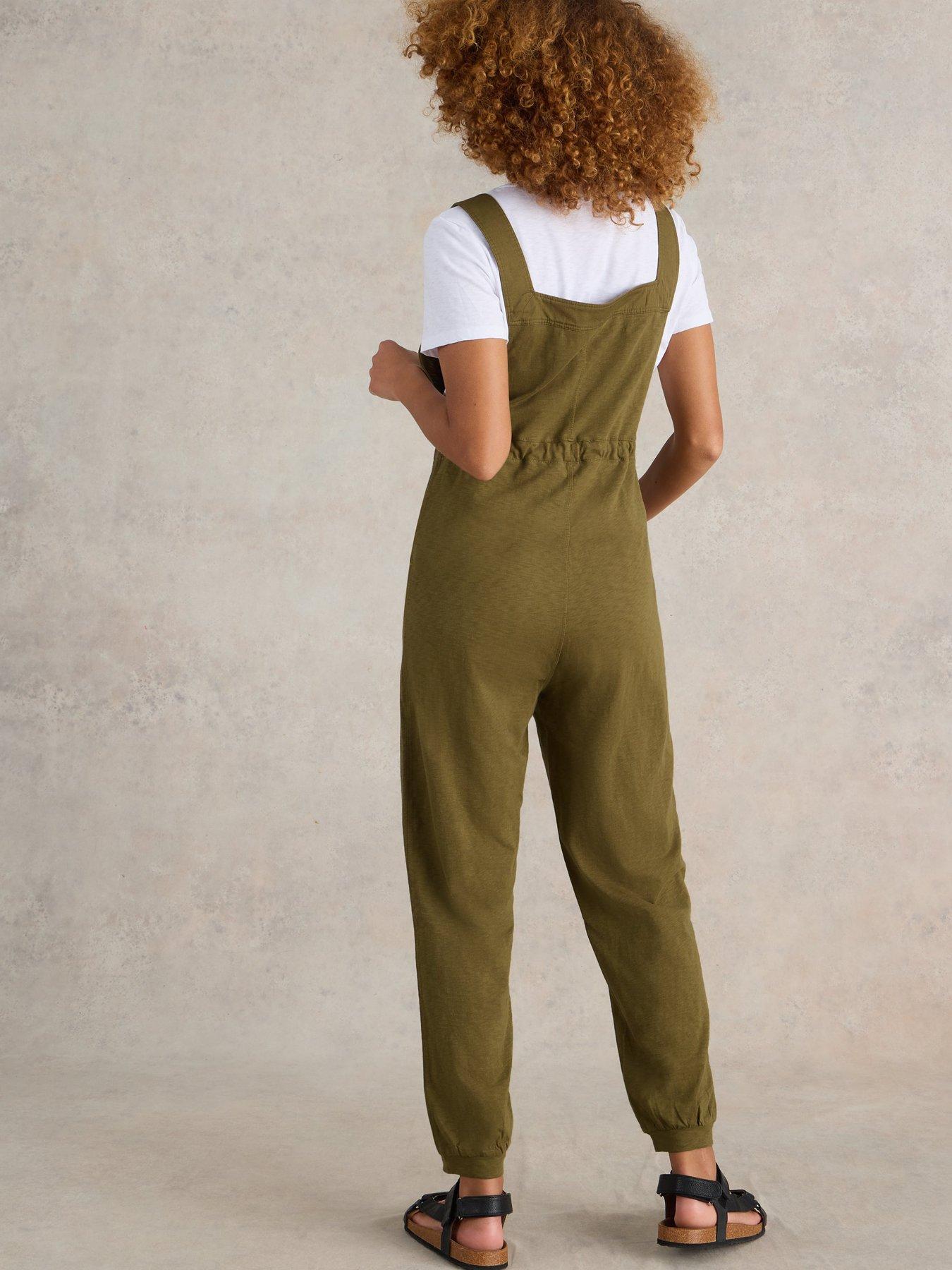  image of white-stuff-daphne-jersey-dungarees-green