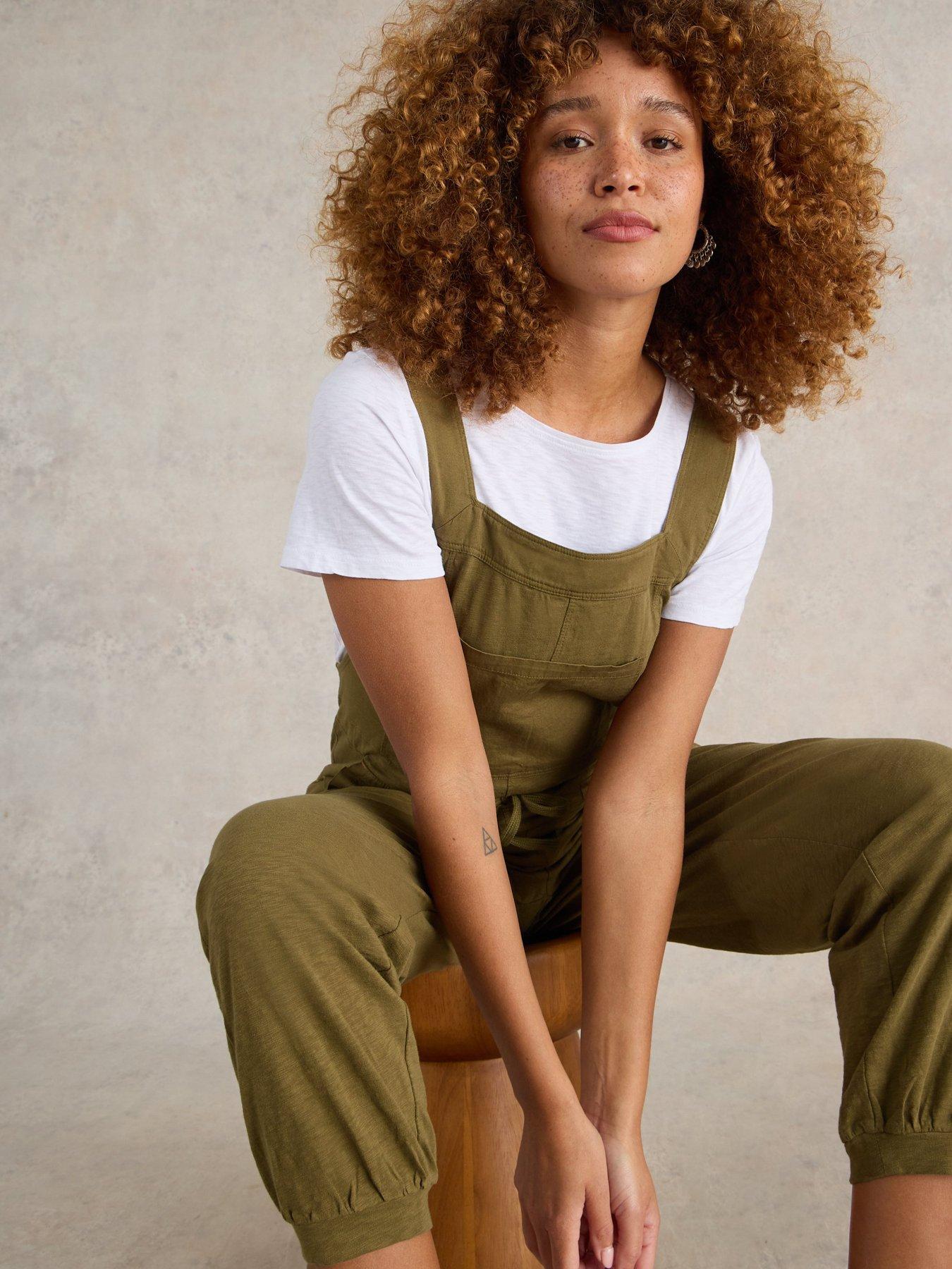  image of white-stuff-daphne-jersey-dungarees-green