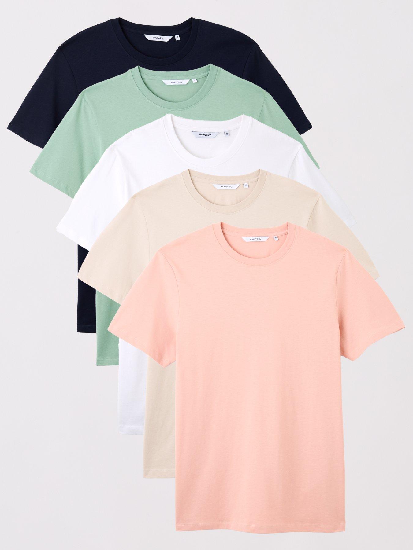 everyday-5-pack-t-shirt-white-navy-pink-green-light-grey