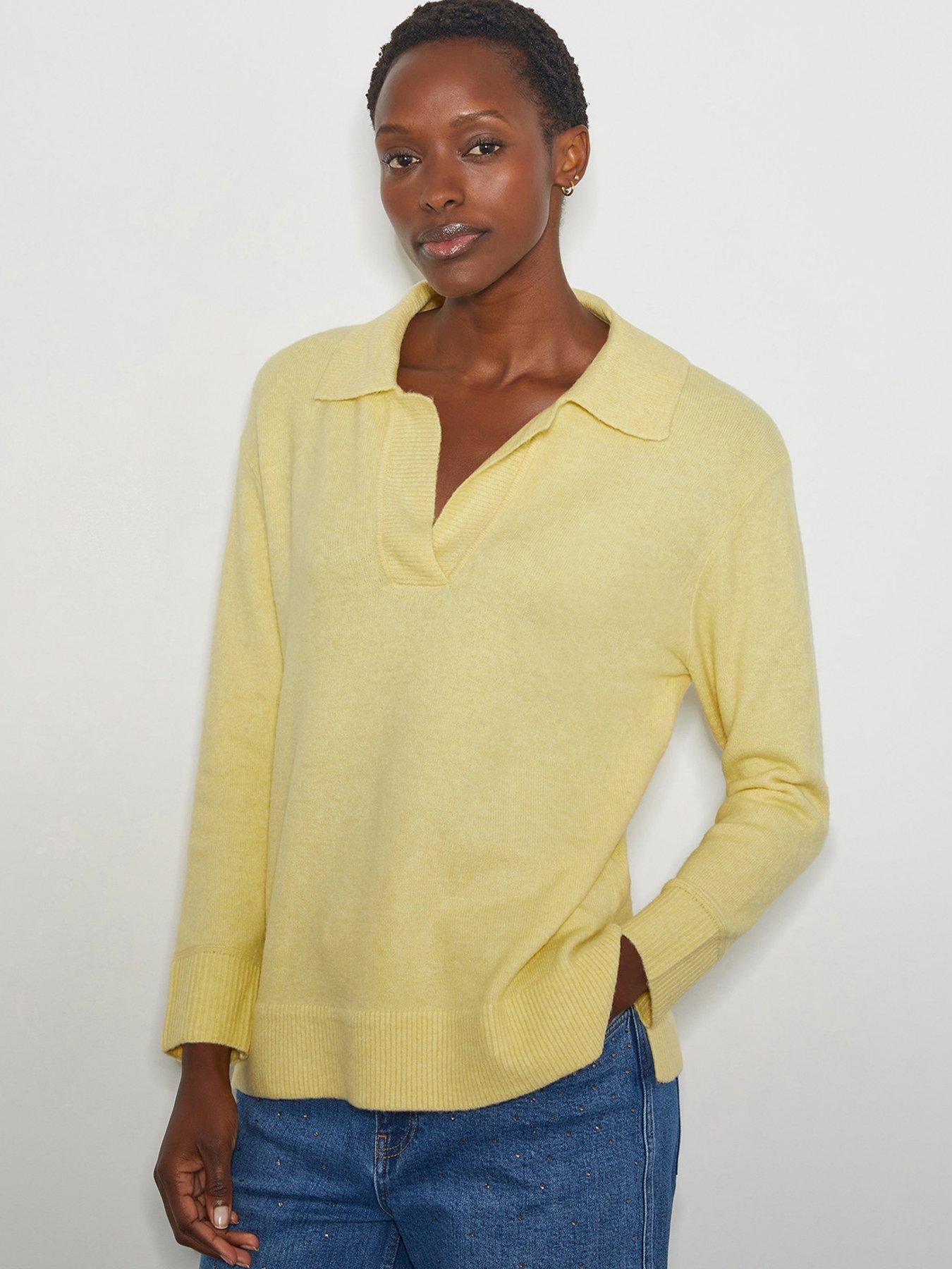 Image 1 of 4 of Monsoon Carla Collar Jumper - Yellow