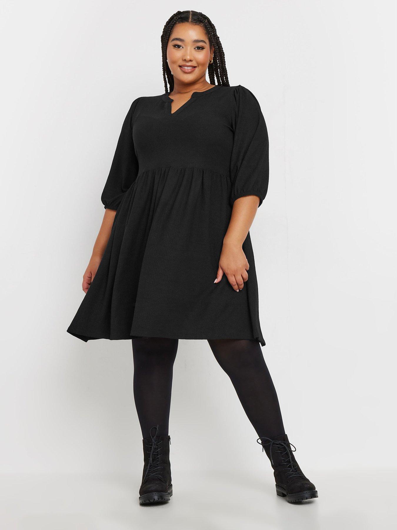 undefined Curve Textured Short Dress - Black