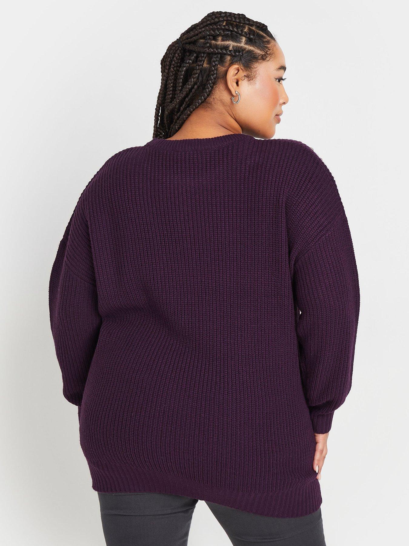 Image 2 of 4 of Yours Curve Diamante Embellished Shoulder Jumper - Purple