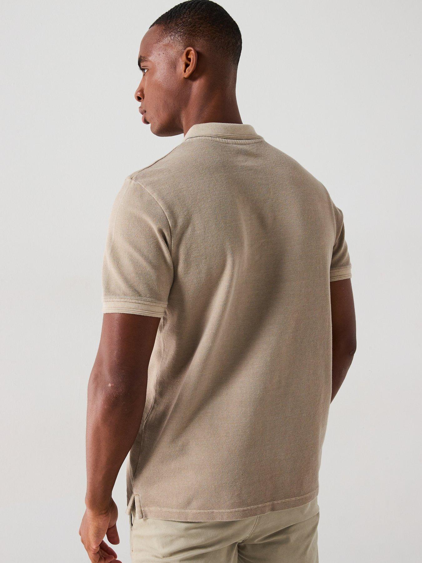  image of very-man-garment-washed-pique-polo-shirt-natural