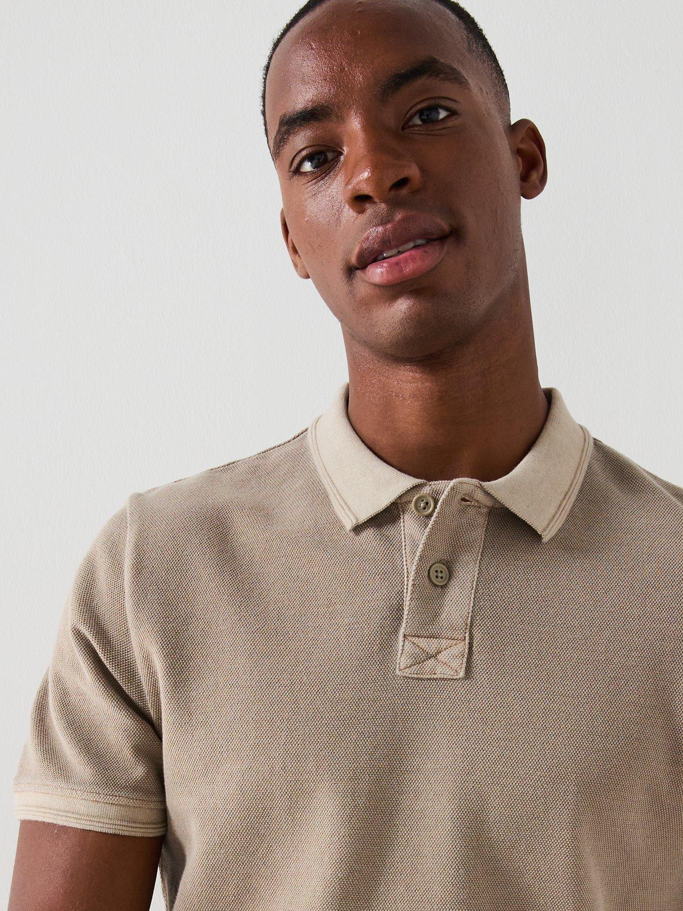  image of very-man-garment-washed-pique-polo-shirt-natural