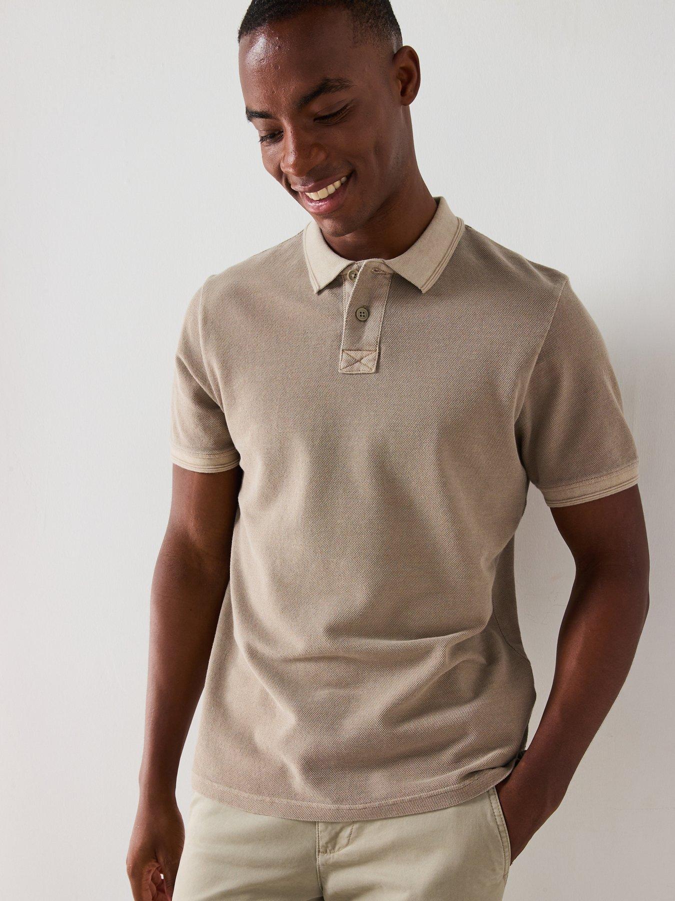  image of very-man-garment-washed-pique-polo-shirt-natural