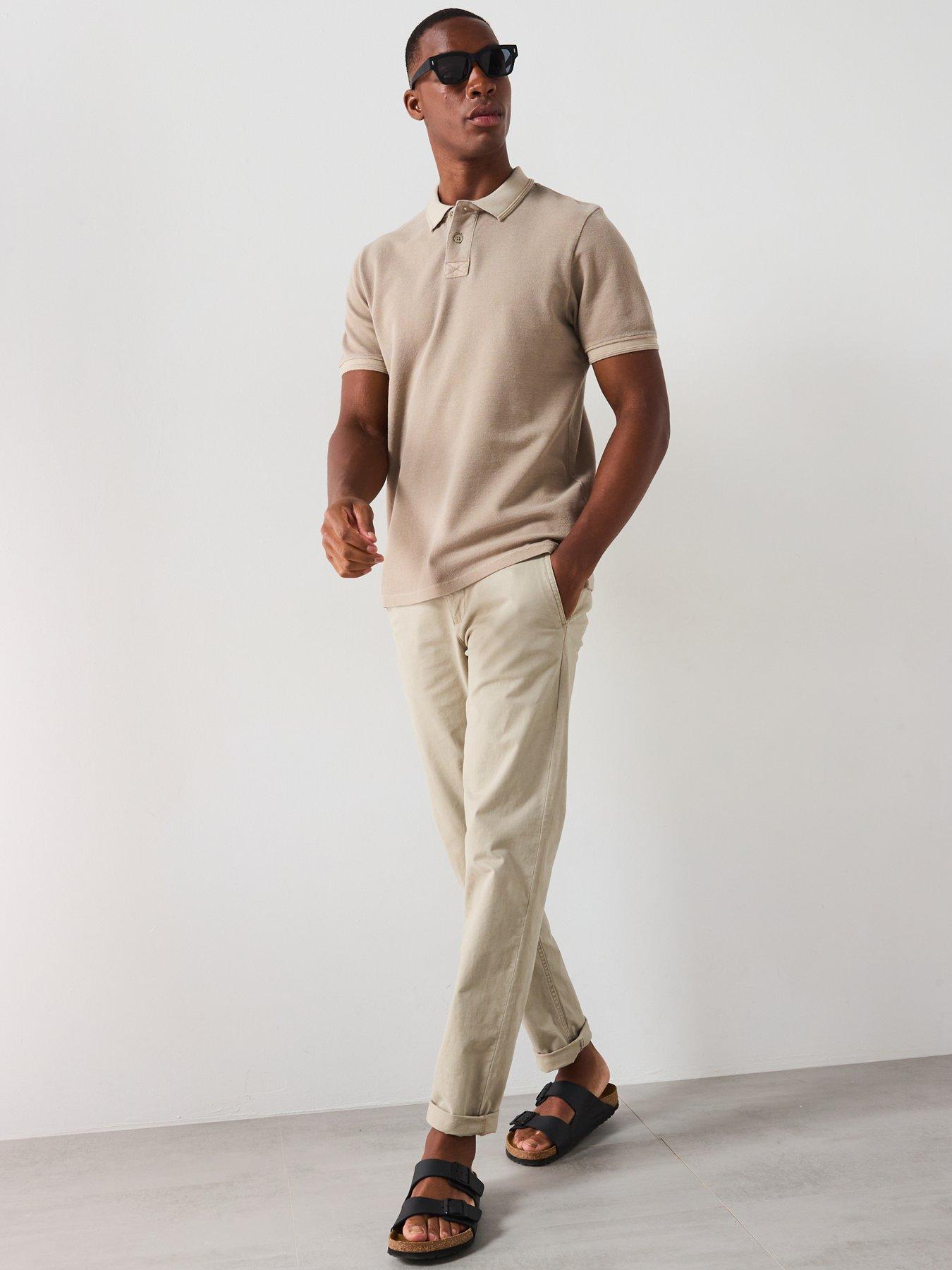  image of very-man-garment-washed-pique-polo-shirt-natural