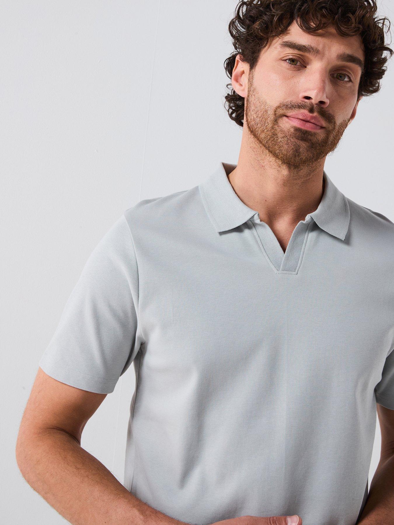 undefined Interlock Notch Polo - Light Grey
