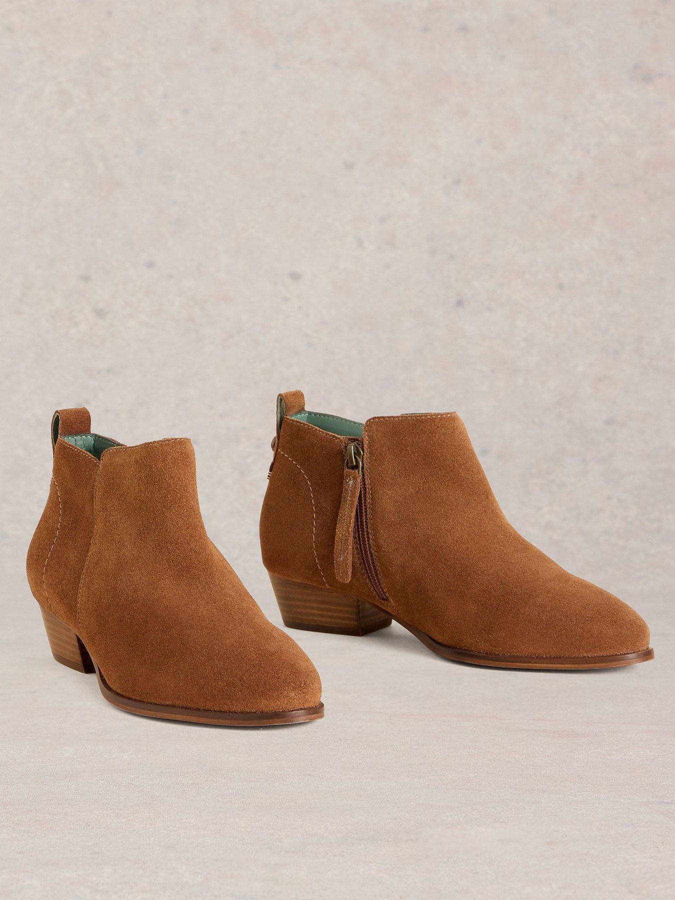 undefined Wide Fit Suede Ankle Boot - Brown