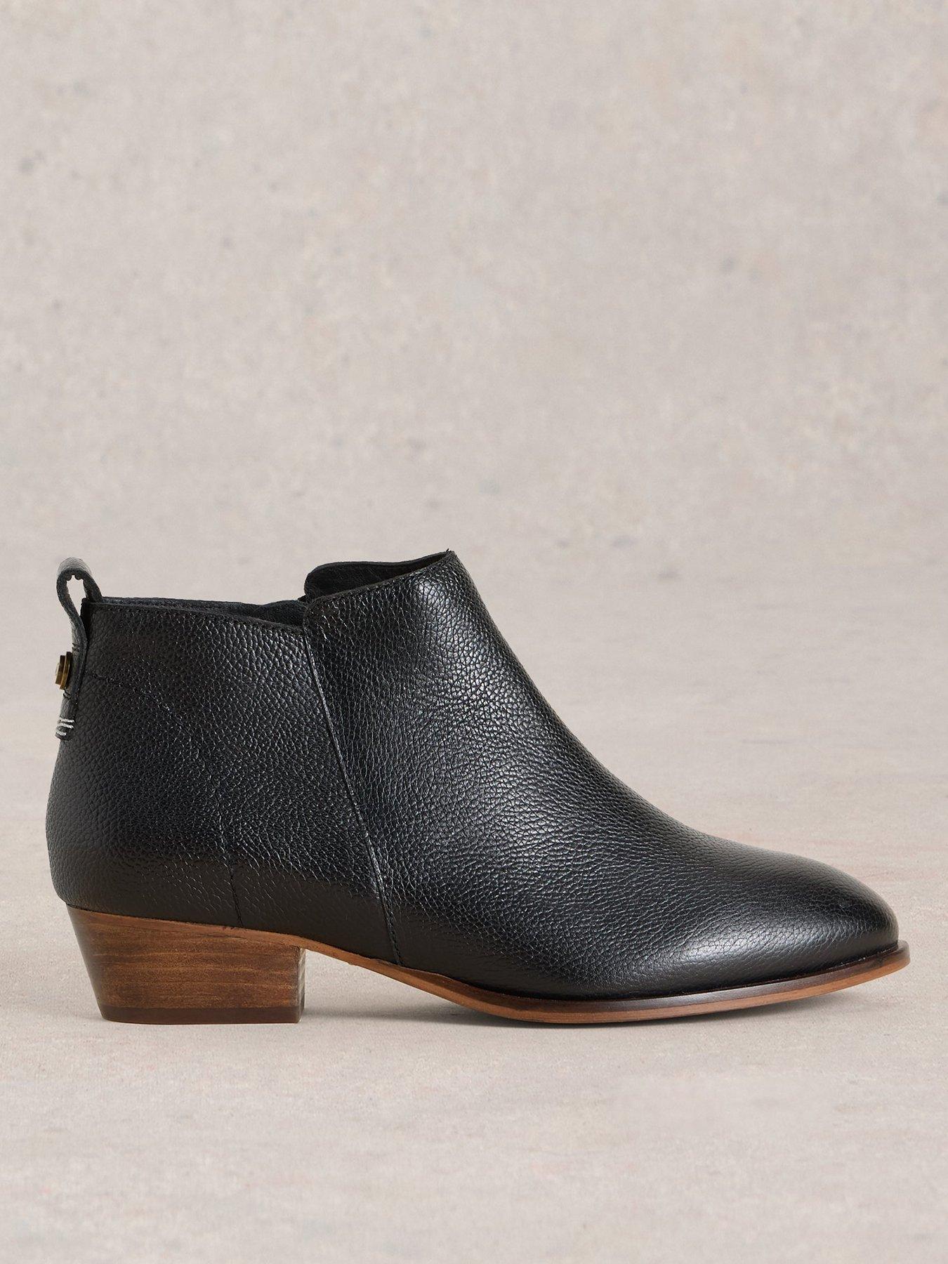 undefined Wide Fit Leather Ankle Boot - Black
