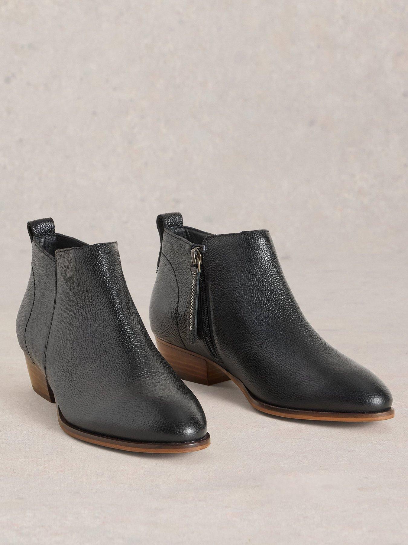 Image 2 of 4 of White Stuff Wide Fit Leather Ankle Boot - Black