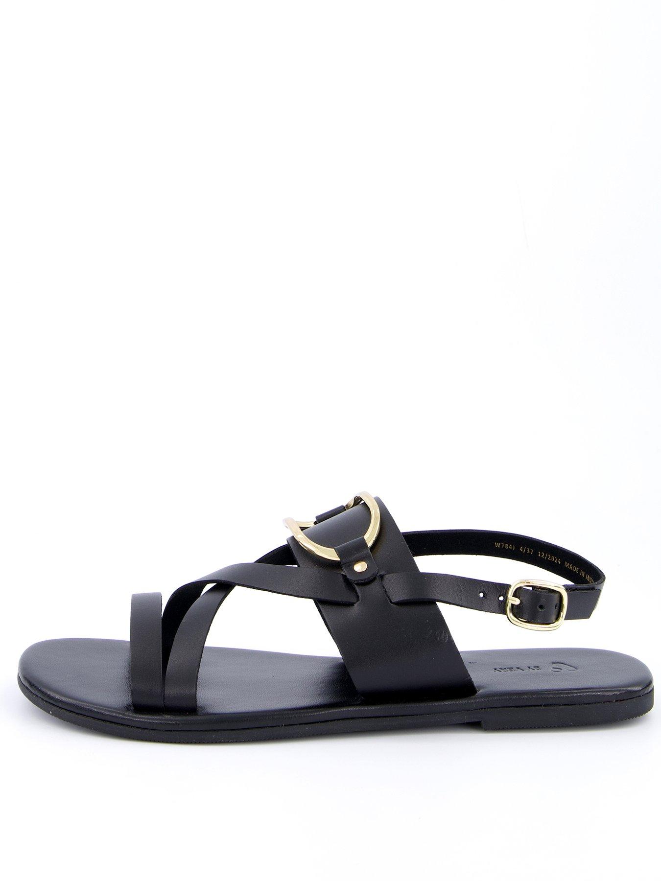  image of v-by-very-leather-strappy-sandal-black