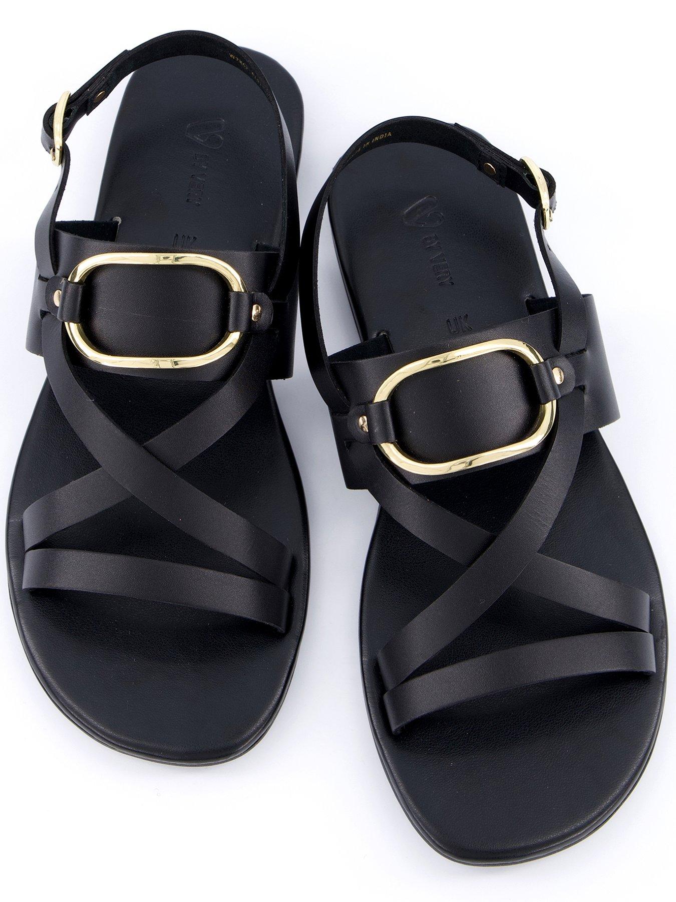  image of v-by-very-leather-strappy-sandal-black